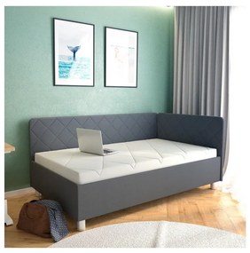Tapicerowana wersalka z pojemnikiem na pościel i materacem EMILE 110x200 cm szara