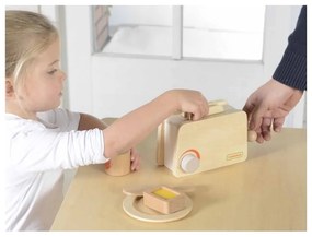 Drewniany toster + masło kromka nóż talerz dżem masterkidz