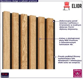Akustyczne panele lamelowe 2 szt. dąb fornir M4-G23
