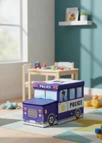 Niebieskie pudełko na zabawki dla dzieci radiowóz A6-S18