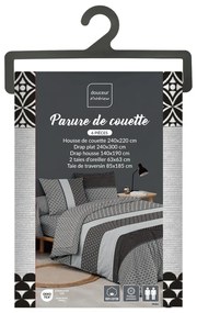 Czarno-biała bawełniana pościel dwuosobowa z prześcieradłem/6-częściowa 240x220 cm Meiko – douceur d'intérieur