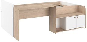 Łóżko wielofunkcyjne  90 x 190/200 cm – Kolor: naturalny i biały – MIVONA