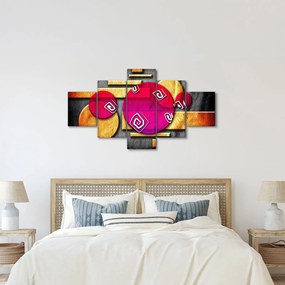Abstrakcyjny obraz z historycznymi symbolami (125x70 cm)