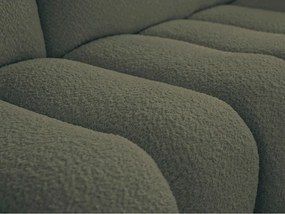 Zielony narożnik z materiału bouclé (prawostronny/z szezlongiem) Azra – Bobochic Paris