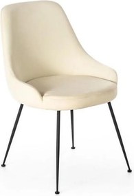 Nowoczesne krzesło tapicerowane "Alyssa" efekt białego aksamitu cm 49,5x48,5 80h