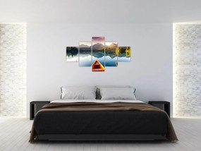 Obraz - Jezioro z łodziami (125x70 cm)