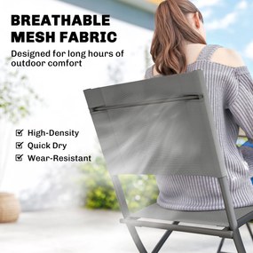 Outsunny Zestaw Mebli Ogrodowych Składany 5-częściowy Stół z 4 Oddychającymi Krzesłami w Stylu Drewna, Kompaktowy | Aosom PL