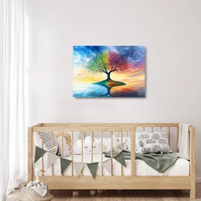 Obraz na szkle – Malowane drzewo czterech pór roku (70x50 cm)
