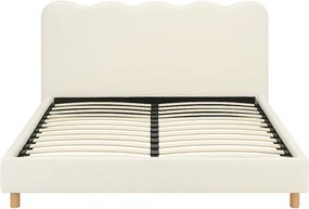 Łóżko Tapicerowane 180x200 cm IZMIR ze Stelażem Dwuosobowe Boucle Kremowe Nowoczesne