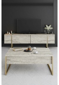 Stolik konferencyjny Luxe Travertine and Gold