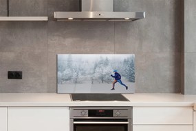 Szkło do Kuchni na Ścianę Człowiek w Zimowym Lesie