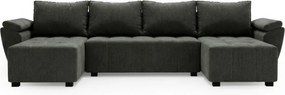 PROMOCJA Rozkładany zestaw wypoczynkowy w kształcie U LIVARO 305x140 cm, ciemnoszary II jakość