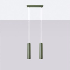 Lampa wisząca loft Toris, stal - 2 źródło światła 4000K - L.30 x H.105 cm - zielony oliwkowy