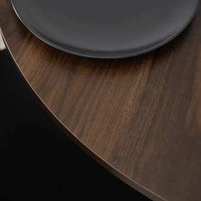 Stół Okrągły LAUREN 90 cm Orzech/Czarny Loft Nowoczesny