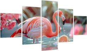 Obraz - Flaming w stawie (125x70 cm)