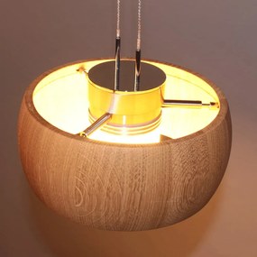 Czarno-naturalna lampa wisząca LED ze ściemniaczem i drewnianym kloszem Shine-wood – Fischer &amp; Honsel