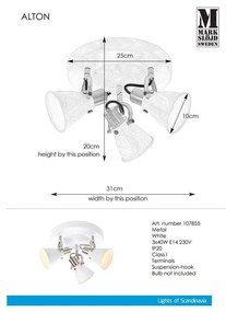 Biała lampa sufitowa Markslöjd Alton Ceiling 3L