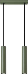 Lampa Wisząca Loft Lagos, Stal - 2 Źródło - L.30 X H.105 Cm - Zielony Oliwkowy