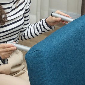 HOMCOM Składany fotel z funkcją spania, składany fotel relaksacyjny w stylu lnu, regulowane oparcie, 75 x 70 x 75 cm, Niebieski