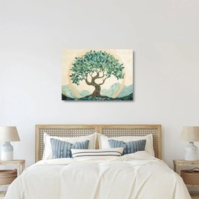 Obraz na szkle – Elegancka mozaika z drzewem (70x50 cm)