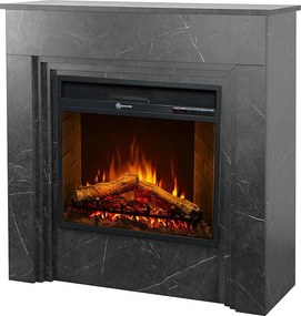 Kominek elektryczny BELLINI, kominek stojący z drewna imitującego czarny marmur, wyprodukowany we Włoszech, dł. 96 x gł. 35 x wys. 96