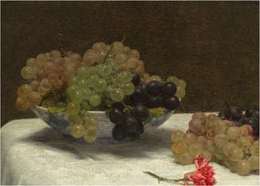 Obraz - Henri Fantin-Latour, Still Life with Grapes and a Carnation, reprodukcje (70x50 cm)