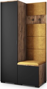 Masseno Garderoba LORI 95/181/51 cm Nowoczesna Szafa do Przedpokoju Dąb lefkas, MONOLITH 48 (Żółty)