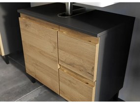 Ciemnoszara szafka pod umywalkę w dekorze dębu 60x56 cm Salinas – Germania