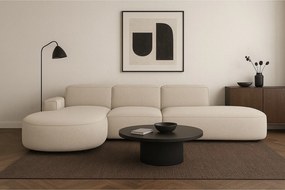 Narożnik modułowy CURSAL F lewostronny 364×166×70 cm kremowy Raven 24 – zaokrąglone leżanki, wolnostojący