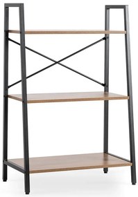 Metalowy niski regał na książki czarny + orzech E5-S23