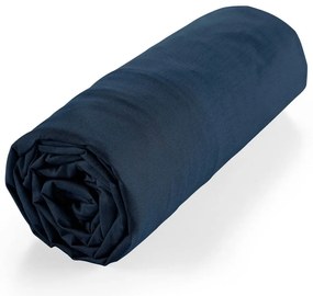 Ciemnoniebieskie prześcieradło z bawełny organicznej z gumką 180x200 cm Biolina – douceur d'intérieur