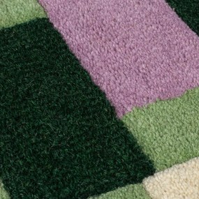 Zielono-fioletowy wełniany dywan tkany ręcznie 120x170 cm Kai Wool Border – Flair Rugs