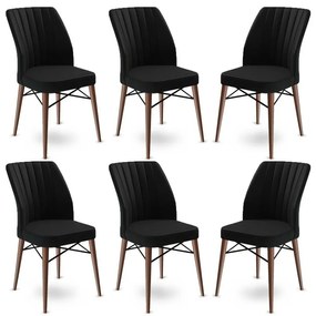 Zestaw krzeseł do jadalni Flex Black and Brown, 6 szt.