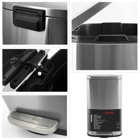 Spirella Kosz na śmieci z pedałem soft-close Akira 50 l, szczotkowana stal nierdzewna, 50 l