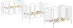 Białe łóżeczko z litego drewna sosnowego 60x120 cm DINO – Vipack