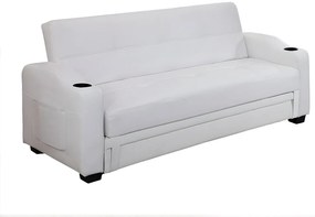 Kanapa rozkładana z ekoskóry MIRELLA - Kolor: biały