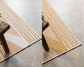 Dywan dwustronny zewnętrzny Gemini romby złoto-kremowy 200 cm x 290 cm