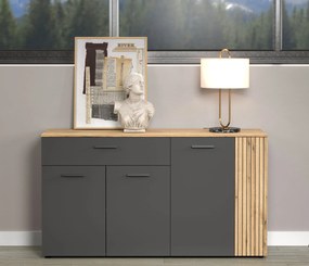 Duża komoda czterodrzwiowa grafit + dąb evok L2-L65