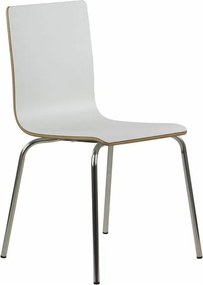 Krzesło ze sklejki laminowanej WERDI B białe/stal nierdzewna
