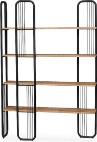 Regał na książki – 125 cm x 180 cm x 28 cm – sosna czarna i atlantycka – płyta wiórowa pokryta melaminą