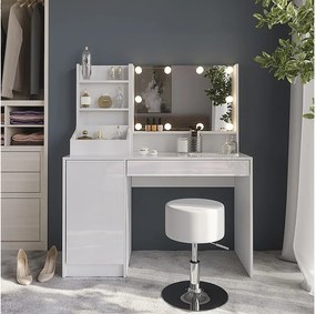 Stół do toalety biały/biały wysoki połysk 119.8x50.1x76 sherry