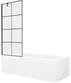 Mexen Vega wanna prostokątna 170 x 70 cm z obudową i parawanem 1-skrzydłowym 80 cm, czarny wzór - 550117077X9508007077