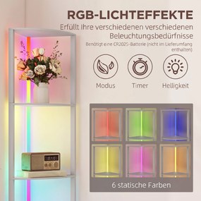 HOMCOM LED lampa stojąca 5-stopniowa ściemnialna z półkami, zmiana kolorów RGB, pilot | Aosom PL