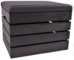 Pufa kufer skrzynia drewniana sosnowa siedzisko 50cm malowana czarna