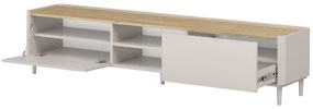 Szafka RTV Elivo 220 cm na nóżkach - kaszmir / dąb olejowany