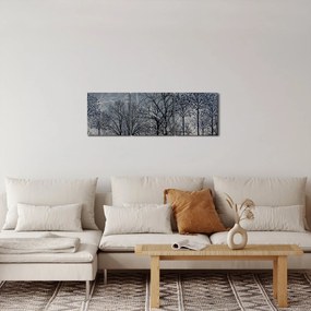 Obraz - Sylwetki drzew z liśćmi (z zegarem) (90x30 cm)