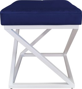 Pufa ZOA tkanina Welur loft ławka podnóżek metal : Kolor Stelaża - Biały, Kolor tkaniny - VELVET - MG16, Typ tkaniny - Velvet