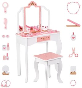 Tooky toy drewniana toaletka z krzesełkiem składane lusterko akcesoria 15 el.