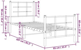 Czarne metalowe łóżko w stylu loftowym 80x200 cm - Estris