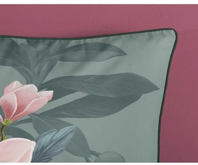 Zielona pościel jednoosobowa z bawełny organicznej Descanso Rose, 140x220 cm